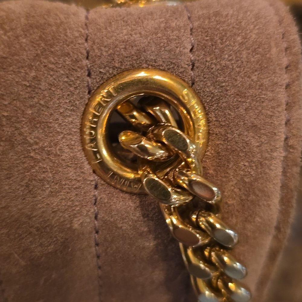 Yves Saint Laurent Tan  Quilted Suede Crossbody Envelope Bag, NWOT - Picture 5 of 16